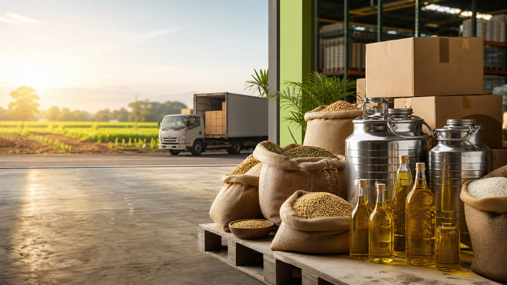 Edible oils, grains and essential commodities ready for organized distribution