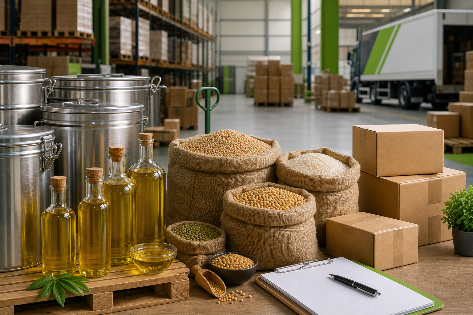 Edible oils, grains, pulses and packaged commodities in a distribution setting